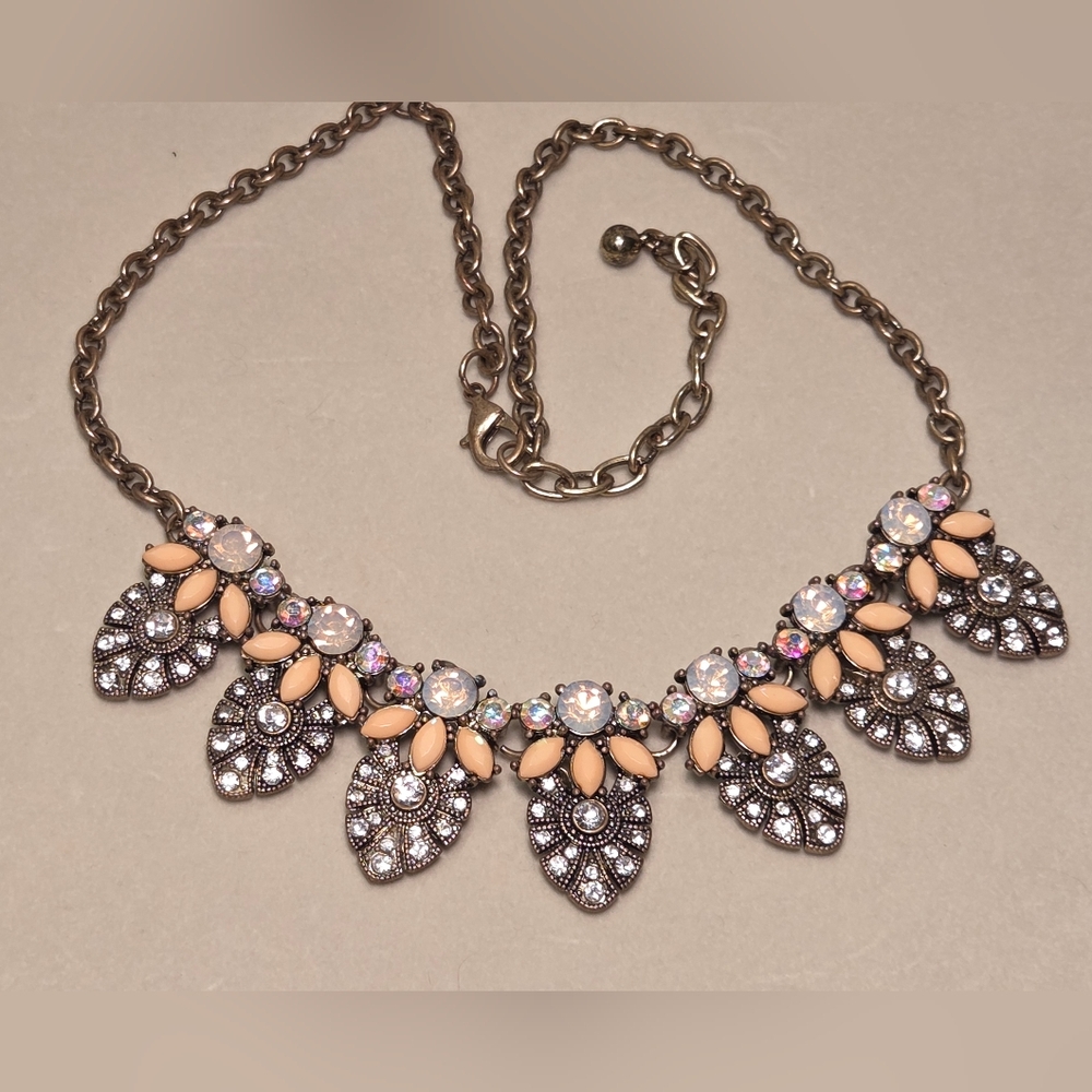 Bronze Floral Rhinestone Necklace - Picture 3 of 5